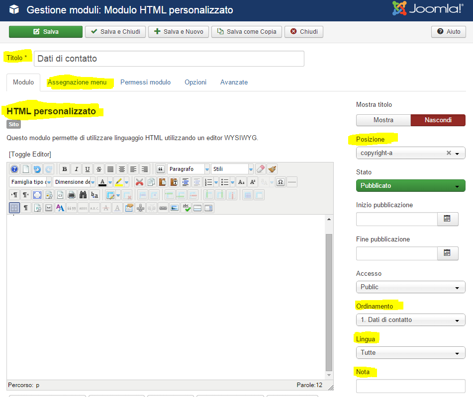 moduli joomla dettagli