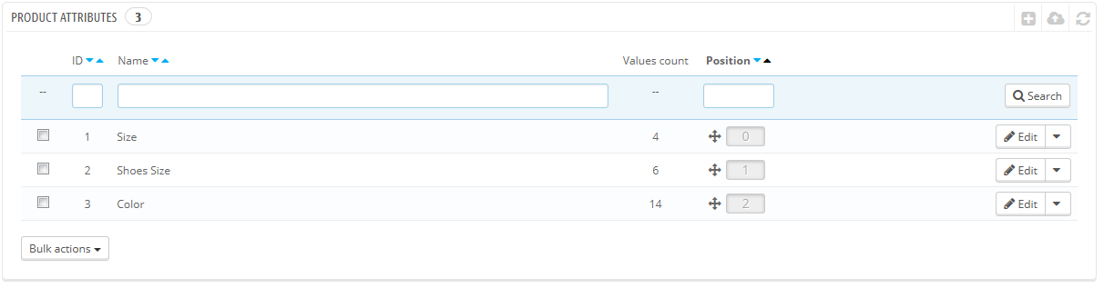 attributi prodotti prestashop