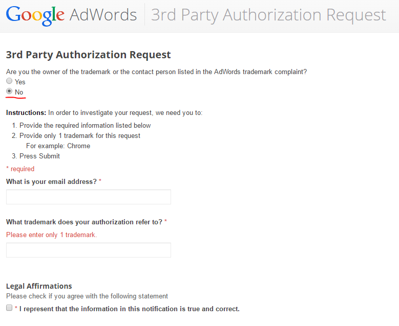 autorizzazione marchio google