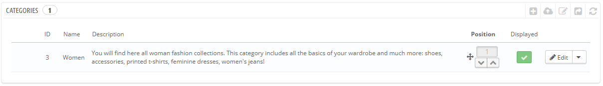 gestione categorie prestashop