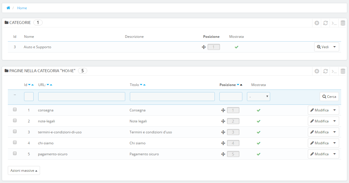 gestione cms prestashop