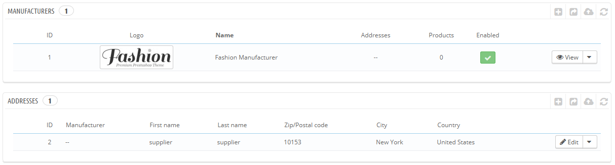 gestione produttori prestashop