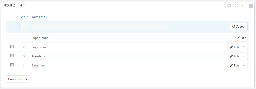 gestione profili prestashop