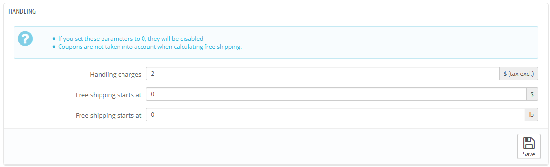 impostazioni corrieri prestashop