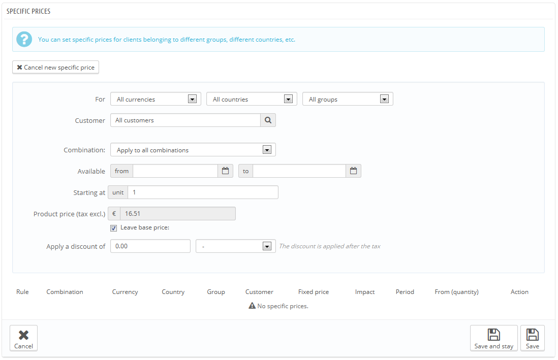 prezzi scontati prestashop