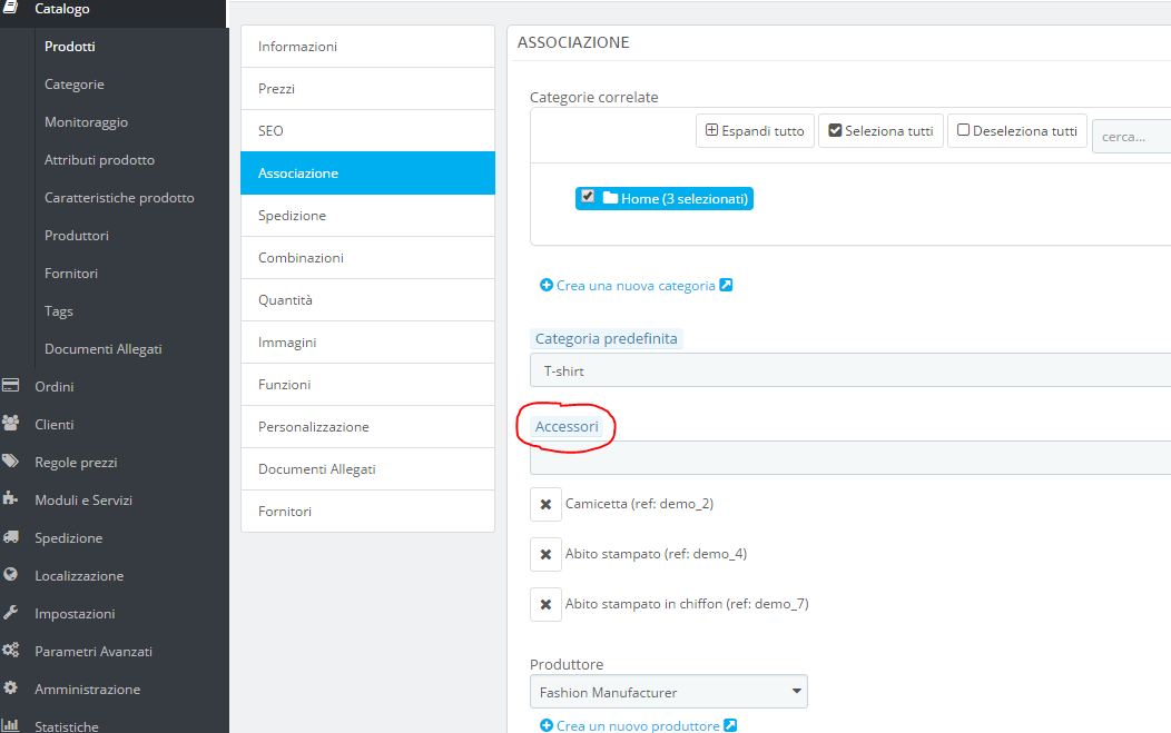 prodotti correlati prestashop