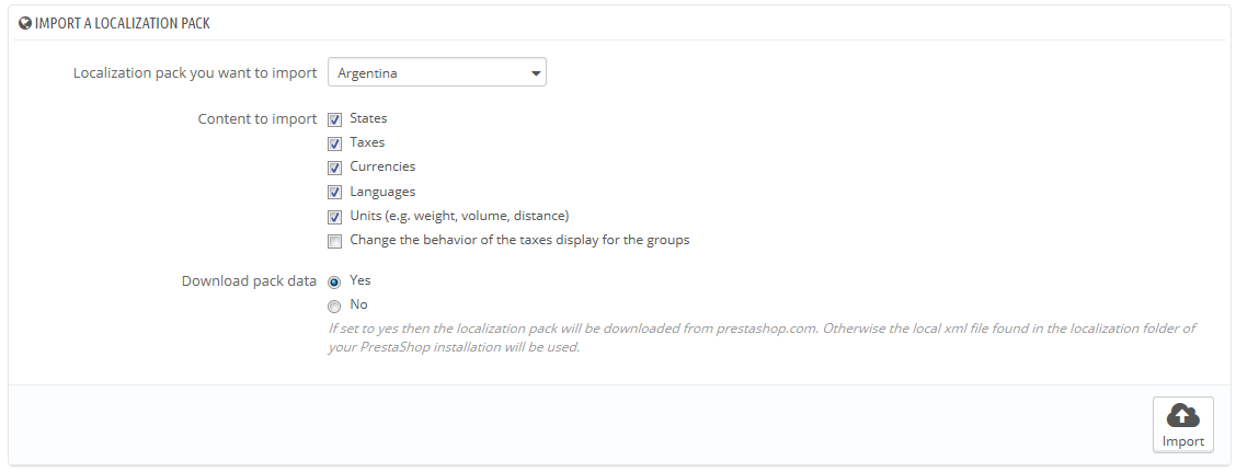 gestione localizzazione prestashop