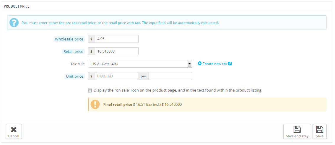 gestione prezzi prestashop