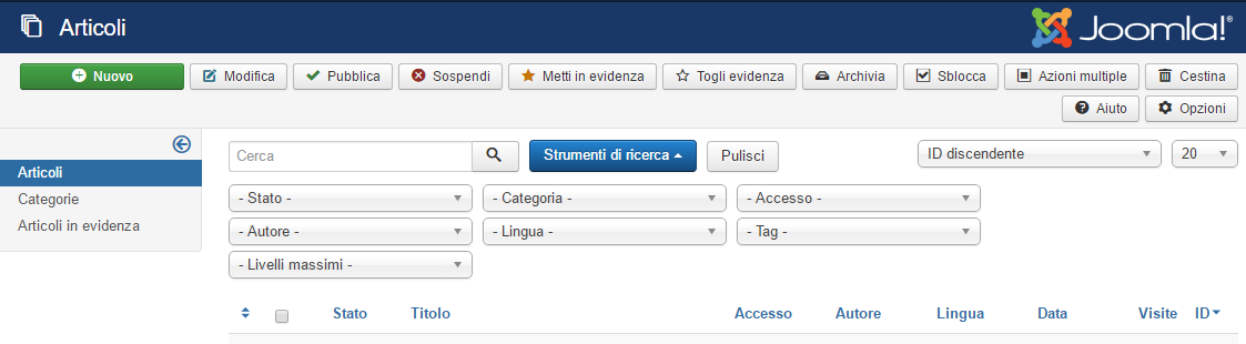 ricerca articoli joomla