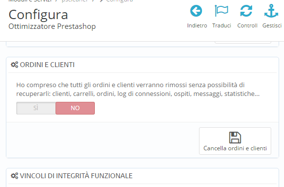cancellare fatture prestashop