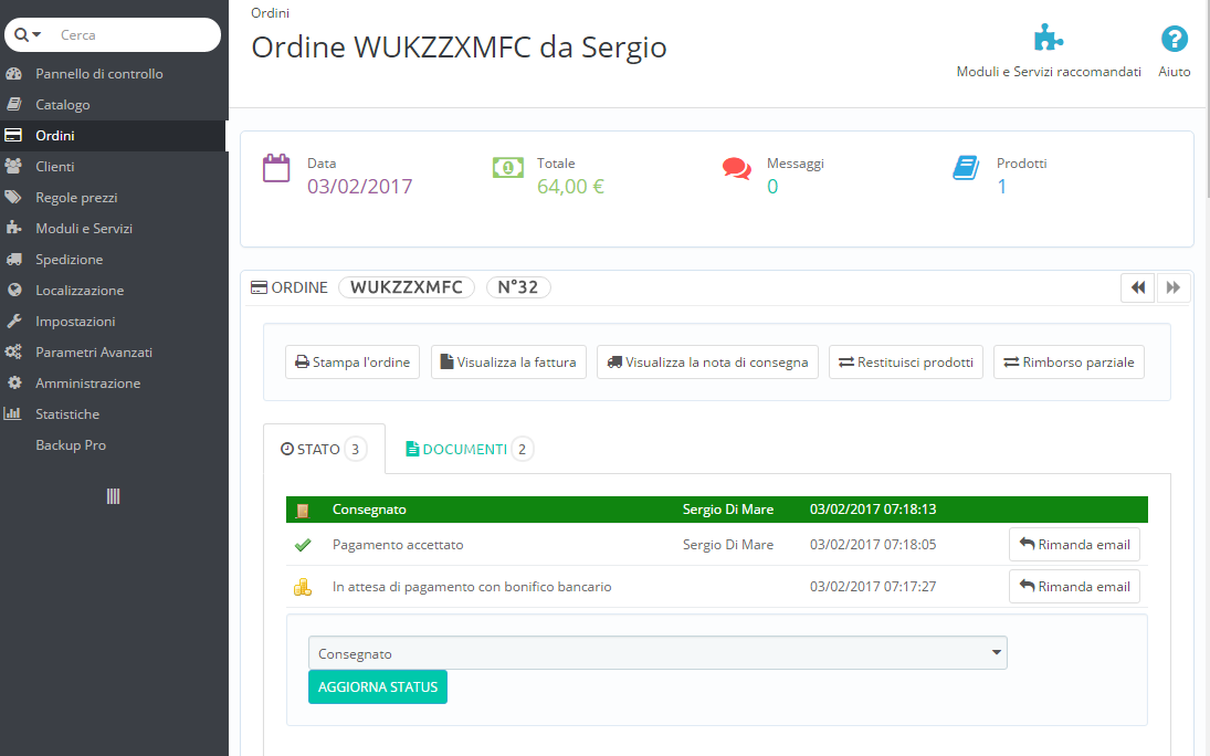 come fare resi prestashop