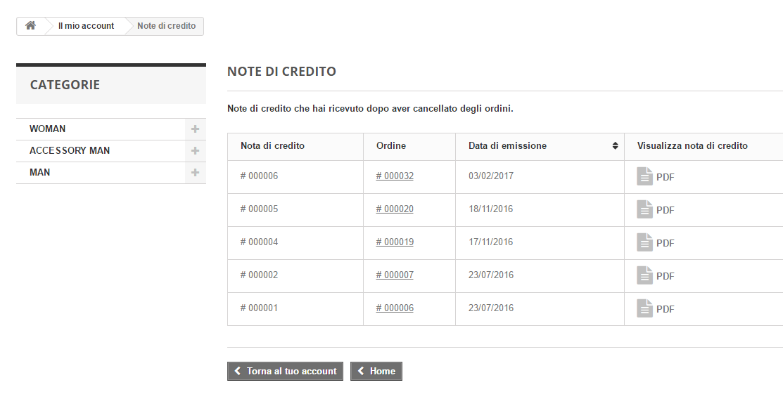 note di credito prestashop