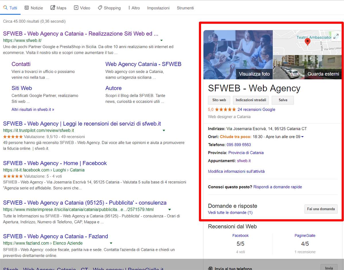 modificare scheda google