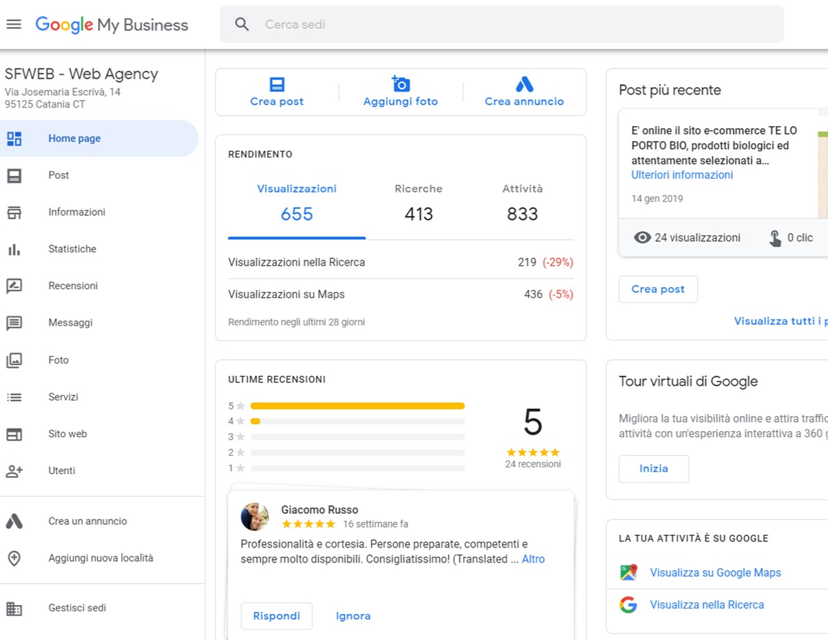 scheda google my business