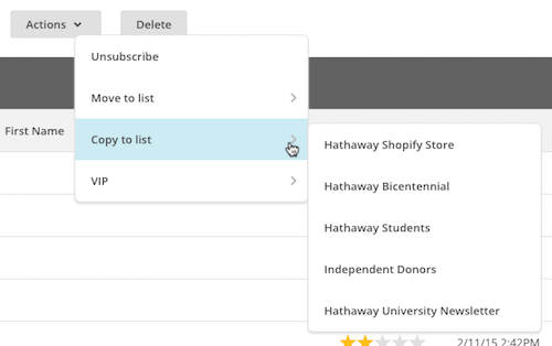 copia contatti mailchimp