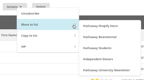 sposta contatti mailchimp