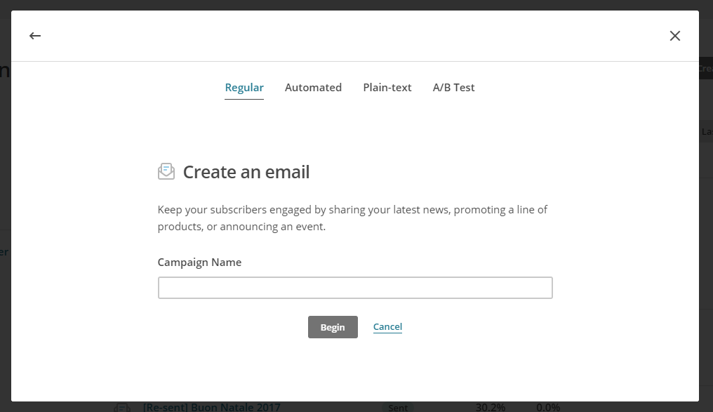 campagna mailchimp scelta