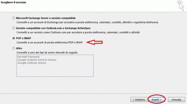configurare posta outlook2013 - step 3