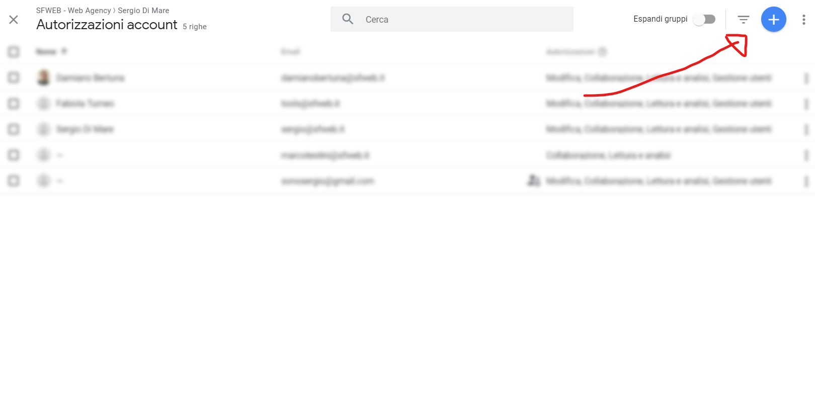 aggiungere utente account google analytics 2