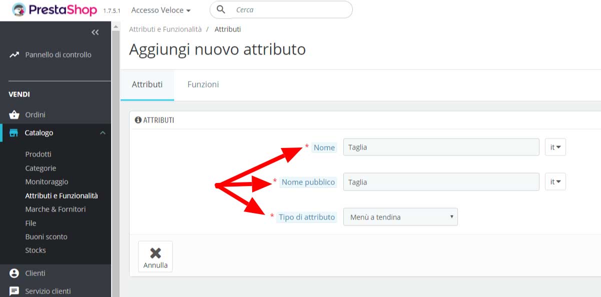 attributi e funzionalita in prestashop 3