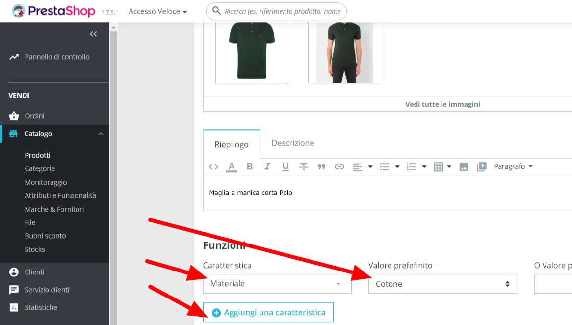 attributi e funzionalita in prestashop 8