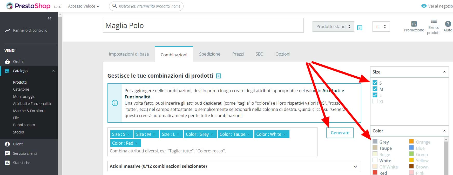 attributi e funzionalita in prestashop 9