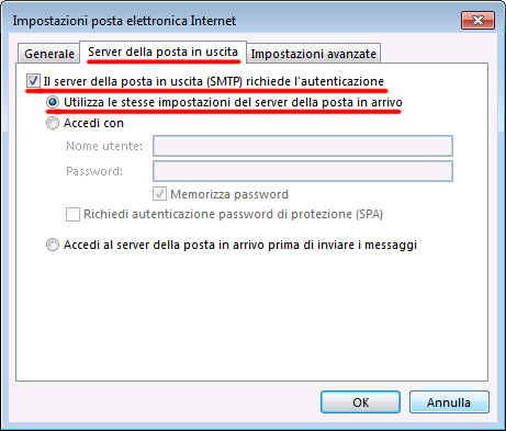 sfweb faq outlook 2013 impostazioni posta